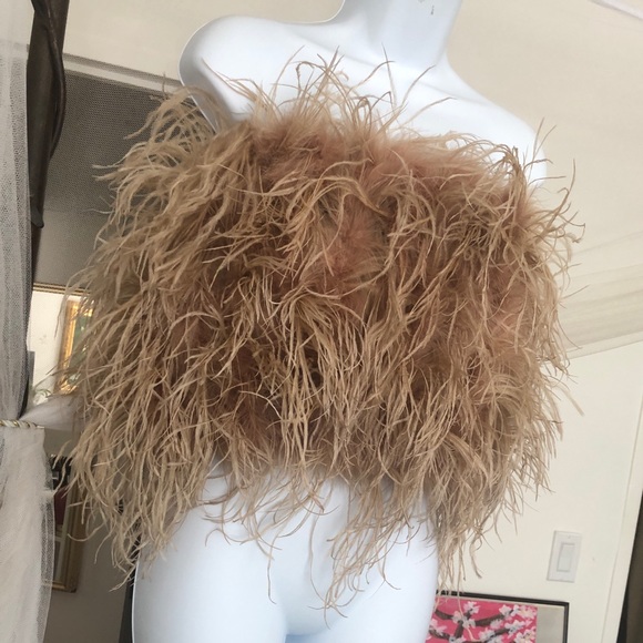 🎉 New 100% Real Ostrich Feathers Crop Top - Picture 5 of 17